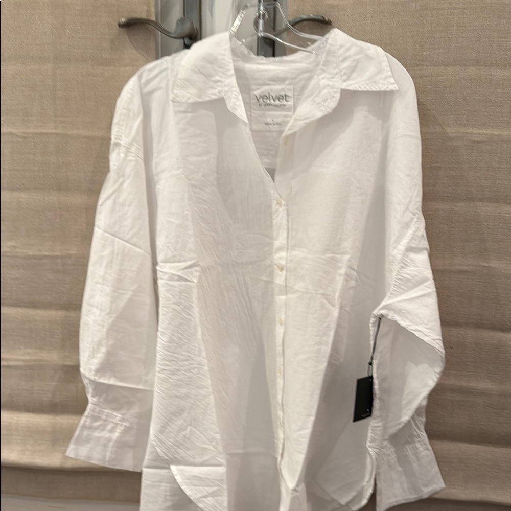Velvet White Casual Button Down Shirt Relaxed Fit
